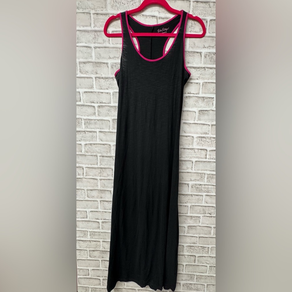 Lilly Pulitzer Treena sz S Racer Back, Black and Pink Women's Dress